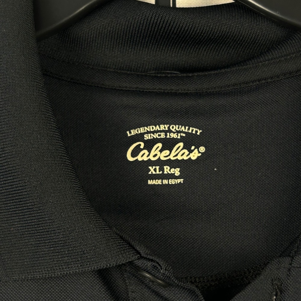 Cabelas Mens XL Regular Black Short Sleeve Performance Polo Shirt 905064